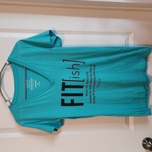 Teal V-Neck Graphic T-Shirt